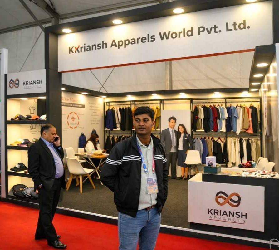 Kriansh Apparels World Pvt. Ltd. exhibition stall designed and built by Bizcartel India