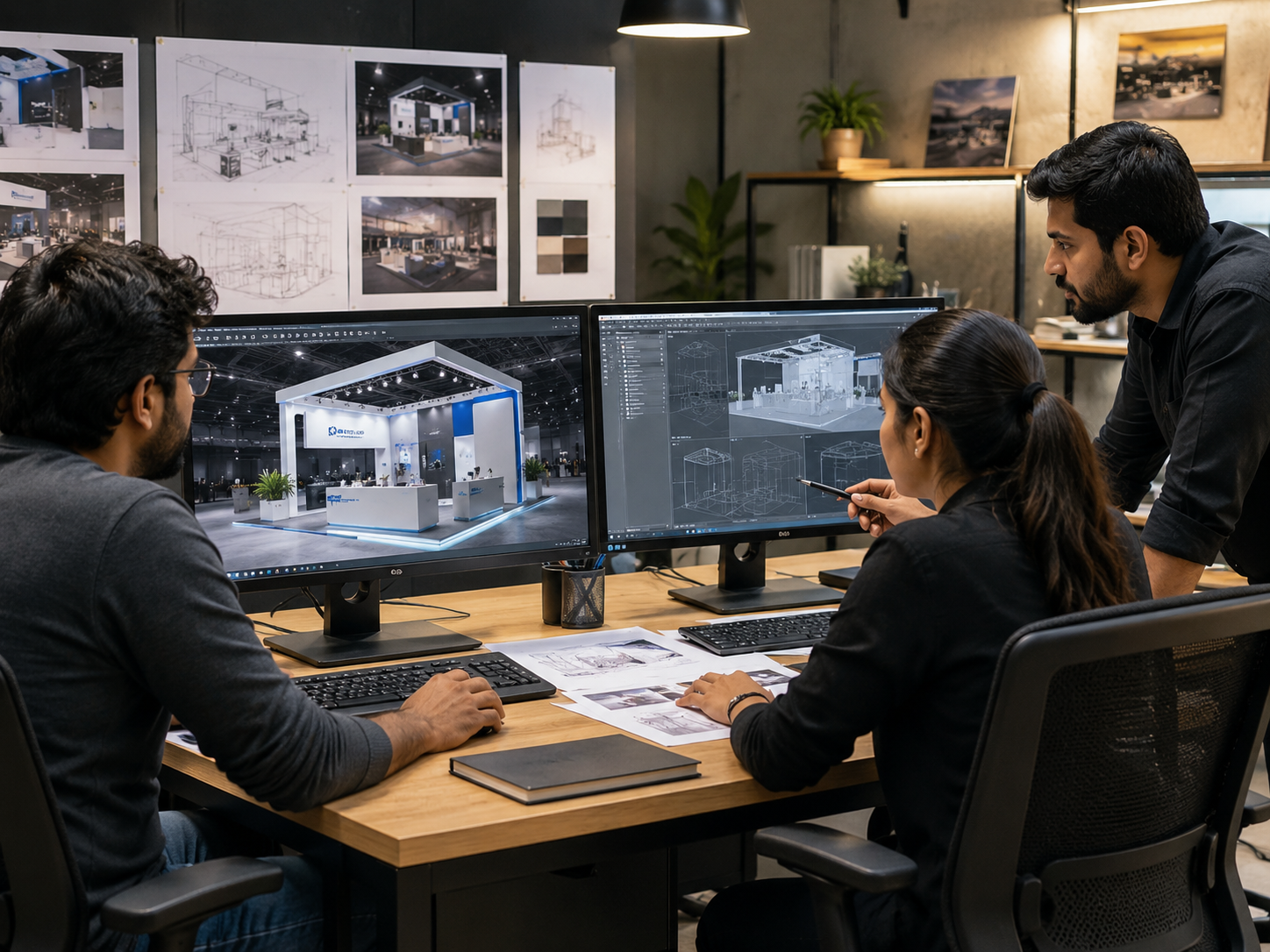 Bizcartel design team reviewing a stall concept