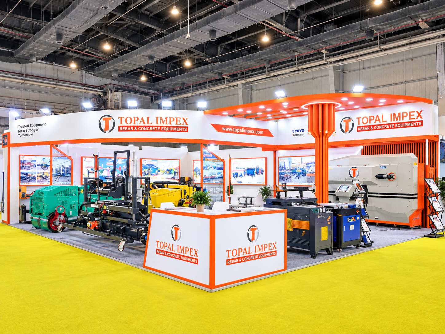 Topal Impex rebar and concrete equipment exhibition stall designed and built by Bizcartel India